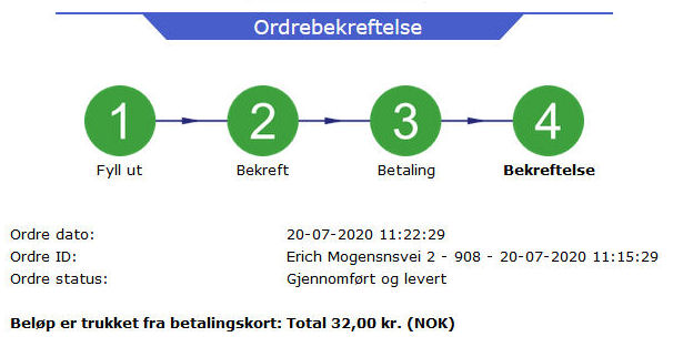 Ordrebekreftelse i EasyPayment