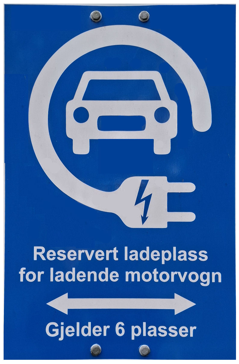 Skilt: Parkering for ladende motorvogn